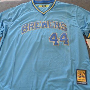 Brand NEW Milwaukee Brewers #44 Hank Aaron Jersey Size Men's 2X-Large